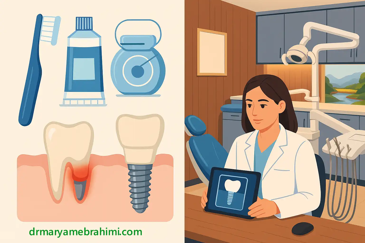 Oral hygiene in dental implants